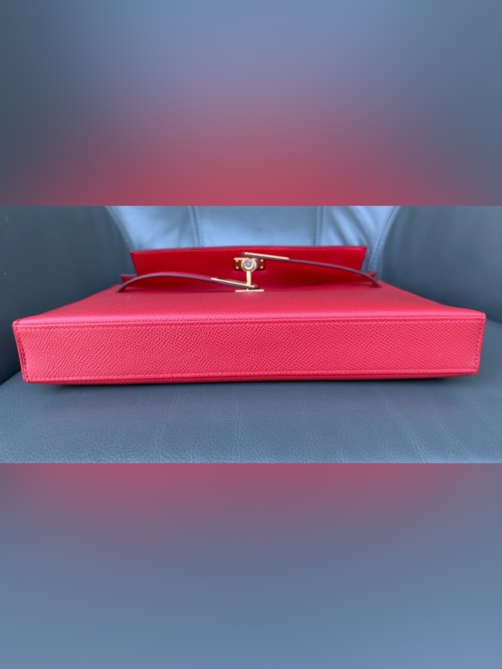 Hermès mini Kelly Elan Red Epsom Gold Hardware Clutch Crossbody Full Set New - Picture 7 of 17